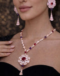 Rose Fan Necklace & Earrings Set
