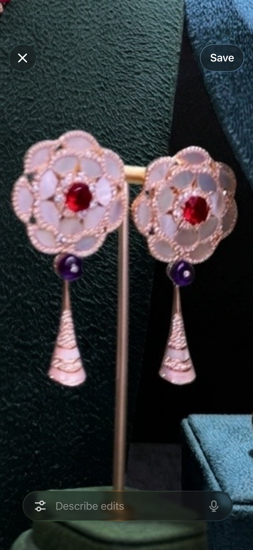 Rose Fan Necklace & Earrings Set
